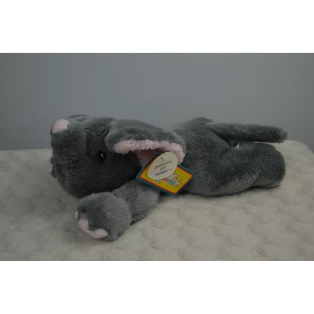 First & Main Menagerie Elliot Elephant Plush Stuffed Animal Gray Pink Vintage